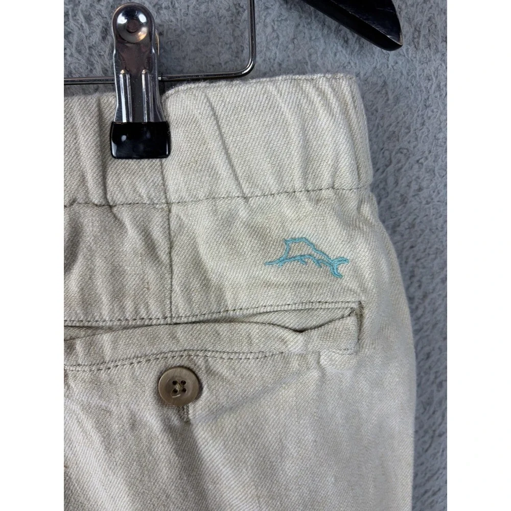 Tommy Bahama Pants Mens Large Beige Linen Blend Chino Elastic Waist Casual Men